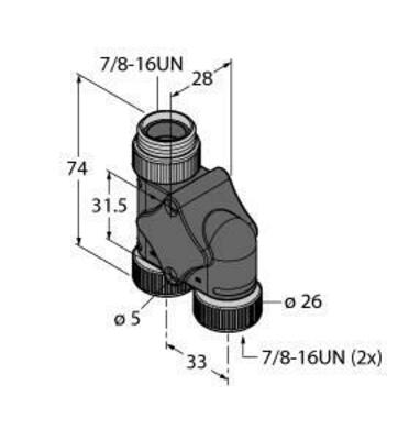 Turck Zweifachverteiler XSH-RSM-2RKM 20