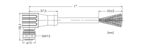 WAGO GmbH & Co. KG Systembusleitung M12B-Bu. winklig,5-polig,gelb 756-1302/060-020