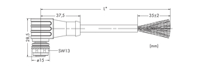 WAGO GmbH & Co. KG Systembusleitung M12B-Bu. winklig,5-polig,gelb 756-1302/060-200