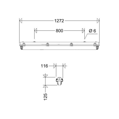 Schuch Licht LED-FR-Wannenleuchte IP65 161 12L42 T40 H55
