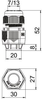 OBO Bettermann Vertr Kabelverschraubung D:20, lichtgrau V-TEC PUSH M20