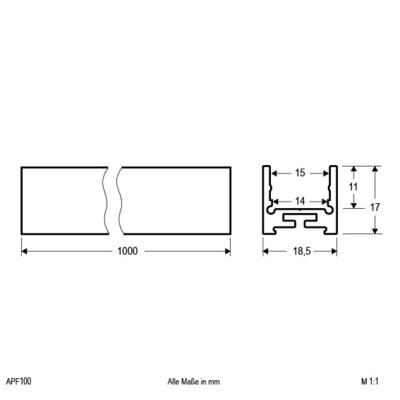 EVN Lichttechnik Alu-U-Profil APF flach 1m APF 100