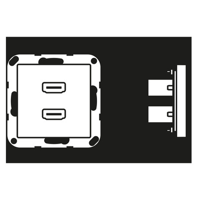 Jung Multimedia-Anschluss alpinweiß 2 x HDMI m.Tragring MA A 1133 WW