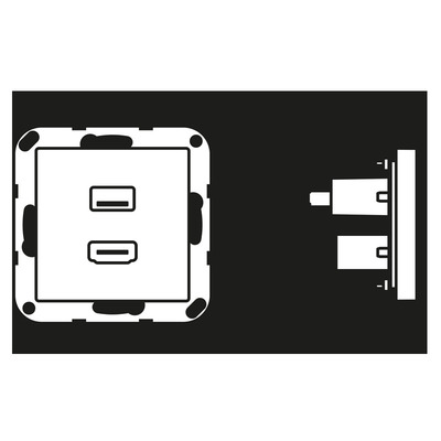 Jung Multimedia-Anschluss schwarz HDMI/USB m.Tragring MA A 1163 SW