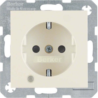 Berker SCHUKO-Steckdose cremeweiß glänzend Kontroll-LED 41108982