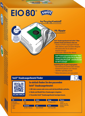 Swirl Staubbeutel für EIO EIO 80 EcoPor VE4