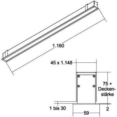 Brumberg Leuchten LED-Einbauprofil BIRO40 4000K, 1160mm 77003084