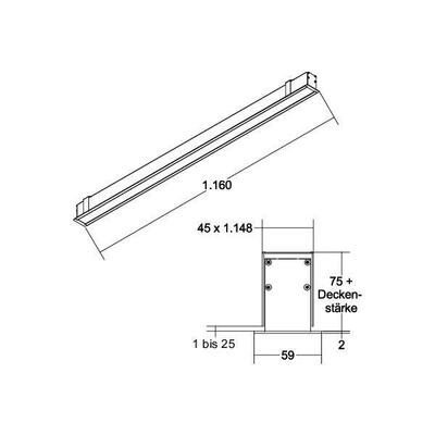 Brumberg Leuchten LED-Einbauprofil BIRO40 4000K, 2276mm 77004694