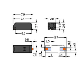 WAGO GmbH & Co. KG SMD-Leiterplattenklemme Maß 3 mm,schwarz 2059-321/998-403