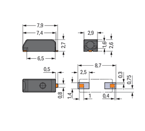 WAGO GmbH & Co. KG SMD-Leiterplattenklemme Maß 3 mm,schwarz 2059-321/998-403