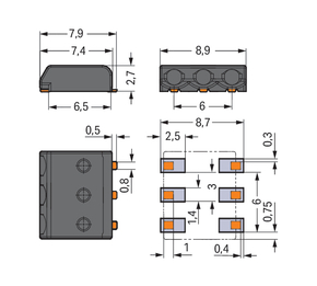 WAGO GmbH & Co. KG SMD-Leiterplattenklemme Maß 3 mm,schwarz 2059-323/998-403