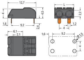 WAGO GmbH & Co. KG THR-Leiterplattenklemme 0,75 mm²,schwarz 2060-1473/998-404