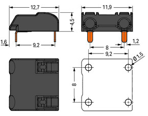 WAGO GmbH & Co. KG THR-Leiterplattenklemme 0,75 mm²,schwarz 2060-1872/998-404