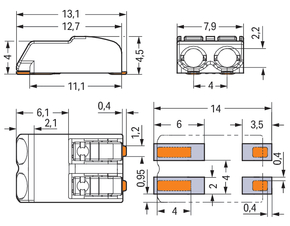 WAGO GmbH & Co. KG SMD-Leiterplattenklemme Drücker,0,75mm²,weiß 2060-452/998-404
