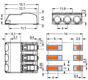 WAGO GmbH & Co. KG SMD-Leiterplattenklemme Drücker,0,75mm²,weiß 2060-453/998-404