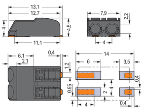 WAGO GmbH & Co. KG SMD-Leiterplattenklemme 0,75 mm²,schwarz 2060-472/998-404