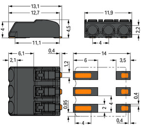 WAGO GmbH & Co. KG SMD-Leiterplattenklemme 0,75 mm²,schwarz 2060-473/998-404