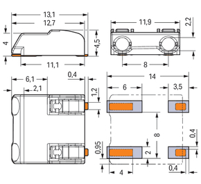 WAGO GmbH & Co. KG SMD-Leiterplattenklemme Drücker,0,75mm²,weiß 2060-852/998-404