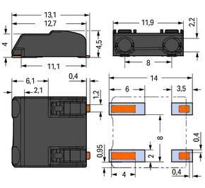 WAGO GmbH & Co. KG SMD-Leiterplattenklemme 0,75 mm²,schwarz 2060-872/998-404