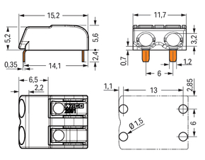 WAGO GmbH & Co. KG THR-Leiterplattenklemme Drücker,1,5 mm²,weiß 2061-1602/998-404