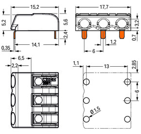 WAGO GmbH & Co. KG THR-Leiterplattenklemme Drücker,1,5 mm²,weiß 2061-1603/998-404