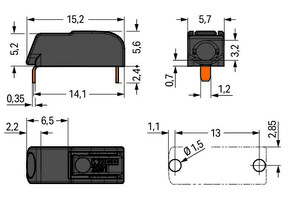 WAGO GmbH & Co. KG THR-Leiterplattenklemme Drücker,1,5mm²,sw 2061-1621/998-404