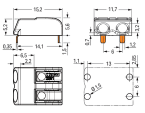 WAGO GmbH & Co. KG THR-Leiterplattenklemme Drücker,1,5 mm²,weiß 2061-1642/998-404