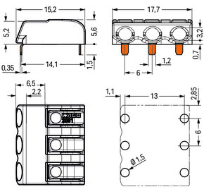 WAGO GmbH & Co. KG THR-Leiterplattenklemme Drücker,1,5 mm²,weiß 2061-1643/998-404