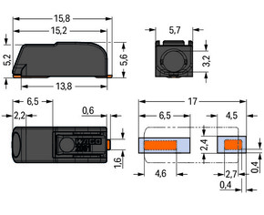 WAGO GmbH & Co. KG SMD-Leiterplattenklemme Drücker,1,5mm²,sw 2061-621/998-404