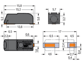 WAGO GmbH & Co. KG SMD-Leiterplattenklemme Drücker,1,5mm²,sw 2061-621/998-404