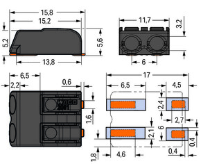 WAGO GmbH & Co. KG SMD-Leiterplattenklemme Drücker,1,5mm²,sw 2061-622/998-404