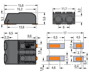 WAGO GmbH & Co. KG SMD-Leiterplattenklemme Drücker,1,5mm²,sw 2061-622/998-404