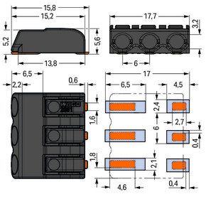 WAGO GmbH & Co. KG SMD-Leiterplattenklemme Drücker,1,5mm²,sw 2061-623/998-404