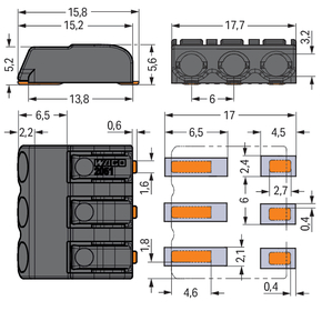 WAGO GmbH & Co. KG SMD-Leiterplattenklemme Drücker,1,5mm²,sw 2061-623/998-404