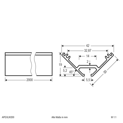 EVN Lichttechnik Aluminium Profil APEXLW200