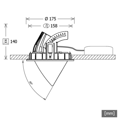 LTS Licht&Leuchten LED-Einbaustrahler 2700K DALI 50°schwar CSARL 71202750DA sw