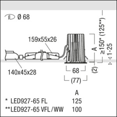 Zumtobel Group LED-Deckeneinbauleuchte DIAMO R68 #60818825