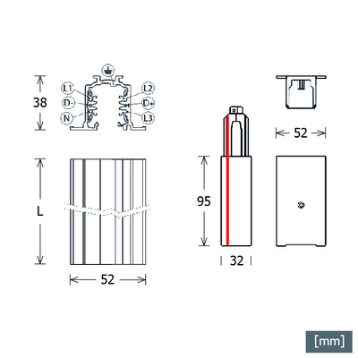 LTS Licht&Leuchten Stromschieneneinsatz 3m grau LK-T 060/ST- #665474