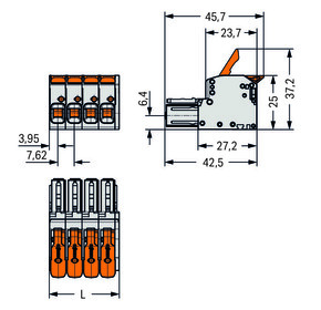 WAGO GmbH & Co. KG 1-Leiter-Federleiste Hebel Push-inCAGECLAMP,lgr 831-1107
