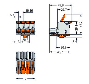 WAGO GmbH & Co. KG 1-Leiter-Federleiste Hebel Push-inCAGECLAMP,lgr 832-1103/323-000