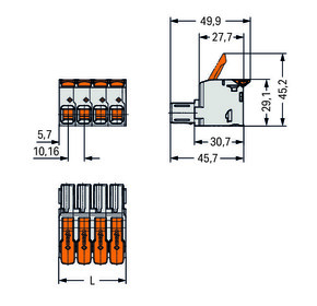 WAGO GmbH & Co. KG 1-Leiter-Federleiste Hebel Push-inCAGECLAMP,lgr 832-1103/333-000