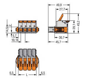 WAGO GmbH & Co. KG 1-Leiter-Federleiste Hebel Push-inCAGECLAMP,lgr 832-1104/037-000