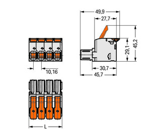 WAGO GmbH & Co. KG 1-Leiter-Federleiste Hebel Push-inCAGECLAMP,lgr 832-1106