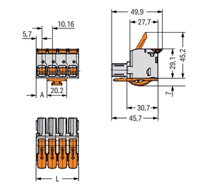 WAGO GmbH & Co. KG 1-Leiter-Federleiste Hebel Push-inCAGECLAMP,lgr 832-1106/344-000