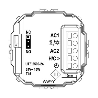 Eberle Controls UP-Raumregler 5-30C AC24V Ausgang Triac UTE 2500-24RA9016G55