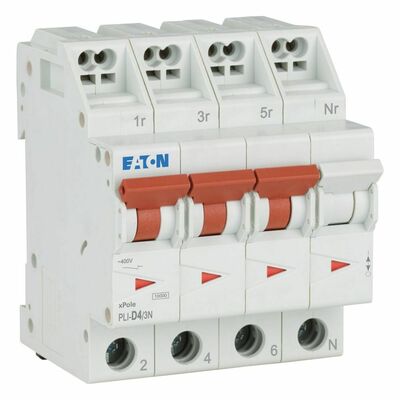 Eaton Leitungsschutzschalter D 4A, 3p+N Steckkl. PLI-D4/3N