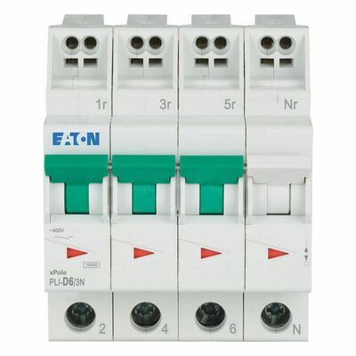 Eaton Leitungsschutzschalter D 6A, 3p+N Steckkl. PLI-D6/3N