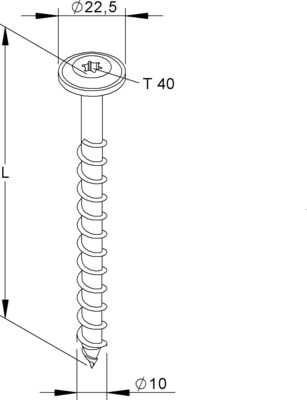 Niedax Holzschraube Tellerk.D=22,5 L=80 NHS 10X80/TK-T40 V
