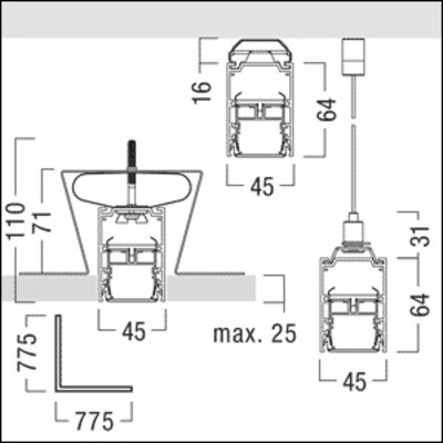 Zumtobel Group Kanal für LED-Lichtlinie weiß SLOINslim K L1250 WH