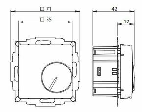 Eberle Controls UP-Raumregler 10-40CAC230V 16A, 1 Schließer UTE2800-F-RAL1013G55